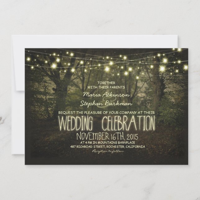Invitación a la boda rústica de Tree Path (Anverso)
