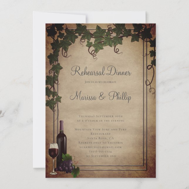 Invitación a la Boda Rústica de Vineyard (Anverso)
