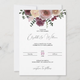 Invitación a la boda rústica del Boho de Borgoña y