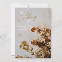 Invitación a la boda rústica del Boho floral seco 