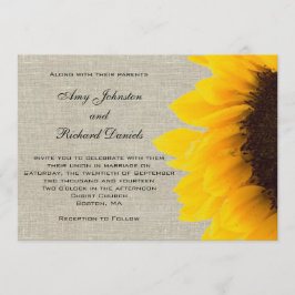 Invitación a la boda rústica del girasol