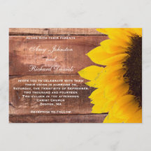 Invitación a la boda rústica del girasol