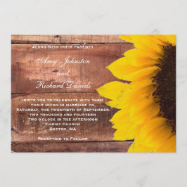 Invitación a la boda rústica del girasol
