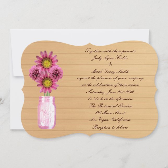 Invitación a la boda rústica del país de Mason Mas (Anverso)