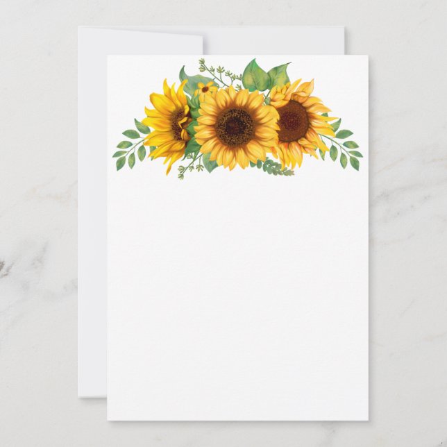 Invitación a la boda rústica elegante de girasol (Reverso)