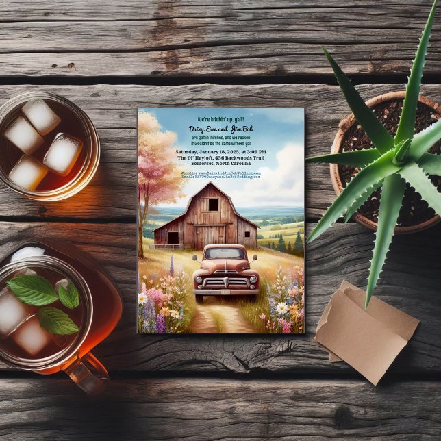Invitación a la boda rústica en el campo de Hillbi (Subido por el creador)