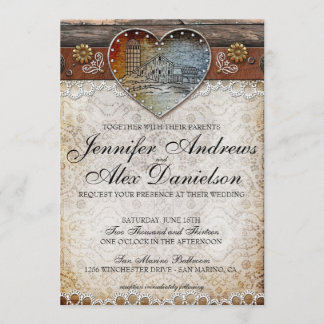 Invitación a la boda rústica en el campo de los gr