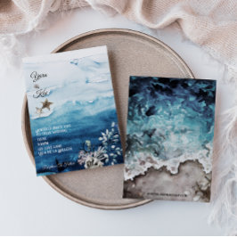 Invitación a la boda rústica en el océano