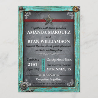 Invitación a la boda rústica en el tablero de ajed