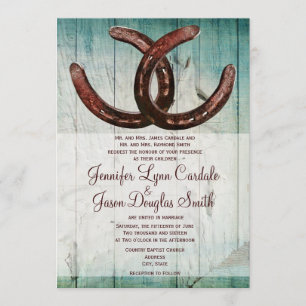 Invitación a la boda rústica estilo país herradura