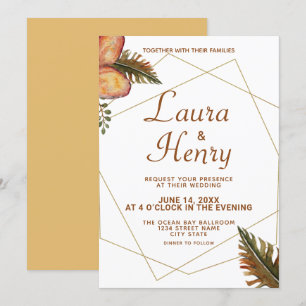 Invitación a la Boda Rústica Fall Gold