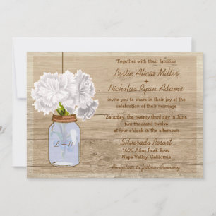 Invitación a la boda rústica Mason de Madera del P