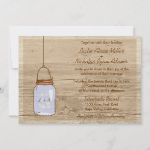 Invitación a la boda rústica Mason de Madera del P