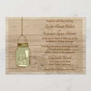 Invitación a la boda rústica Mason de Madera del P