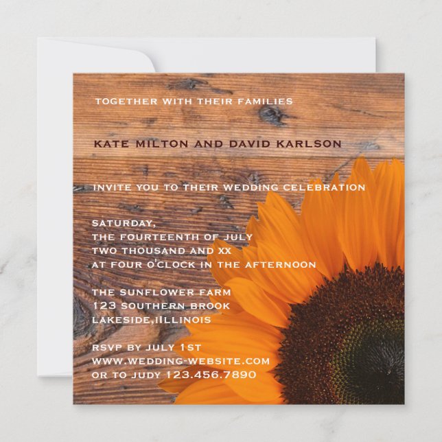 Invitación a la boda rústica por el campo del gira (Anverso)