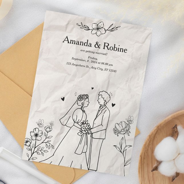 Invitación a la boda rústica por mano (Subido por el creador)
