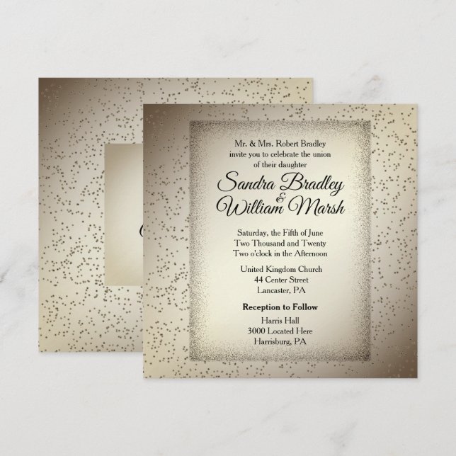 Invitación a la boda rústica Purpurina (Anverso / Reverso)