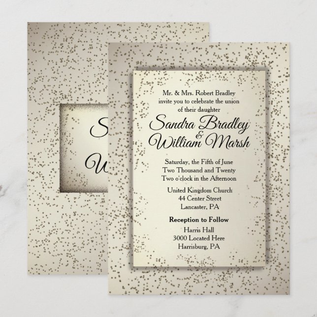 Invitación a la boda rústica Purpurina (Anverso / Reverso)