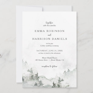 Invitación a la boda rústica sobre los bosques