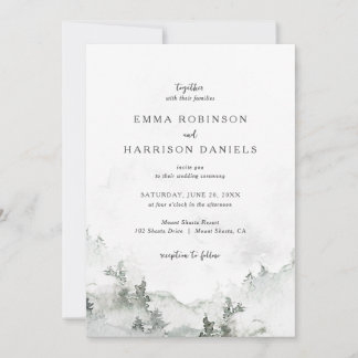 Invitación a la boda rústica sobre los bosques