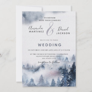 Invitación a la boda rústica violeta de la montaña