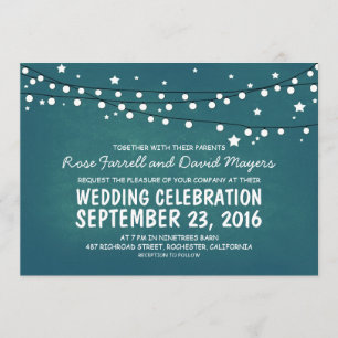 Invitación a la boda rústica y luces nocturnas est