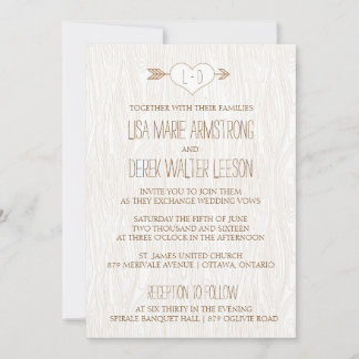 Invitación a la boda rústica y sencilla de madera