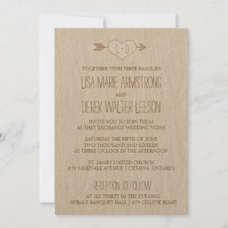 Invitación a la boda rústica y sencilla de madera