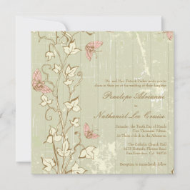 Invitación a la boda rústica y vintage en crema