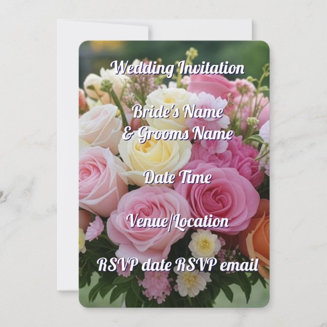 Invitación a la boda Rústico románico floral elega (Anverso)