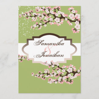 Invitación a la boda Sage Green Cherry Blossom