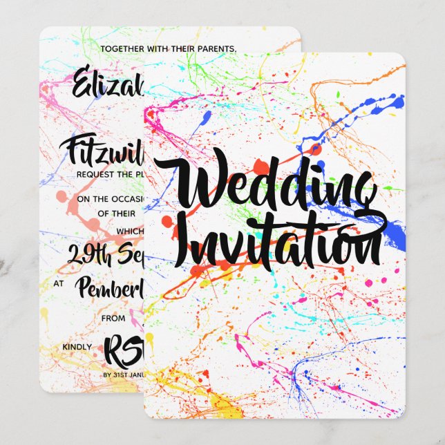 Invitación a la boda salpicada (Anverso / Reverso)