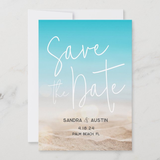 Invitación a la boda "Save the Date" de la playa (Anverso)