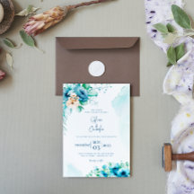 Invitación a la boda SeaShore Floral y acuarela