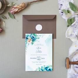 Invitación a la boda SeaShore Floral y acuarela