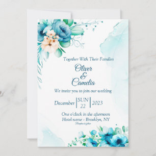 Invitación a la boda SeaShore Floral y acuarela