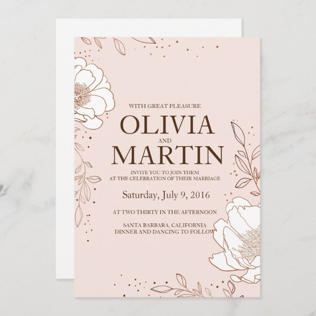 Invitación a la boda Sello de Relieve metalizado d (Anverso / Reverso)