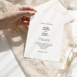 Invitación a la boda sencilla clásica moderna<br><div class="desc">Esta sencilla y moderna invitación casera es perfecta para su elegante y moderno boda. Este diseño presenta una caligrafía negra simple, colocada sobre un fondo blanco y claro neutro para que se ajuste a su clásico boda tradicional o minimalista boda boho en primavera, verano, otoño o invierno. Por favor, siéntase...</div>