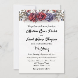 Invitación a la boda sencilla, elegante y floral