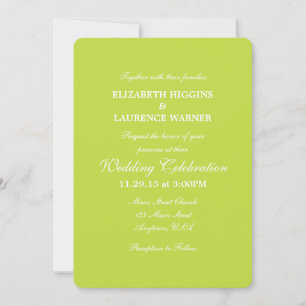 Invitación a la boda sencilla Lime Green Plain