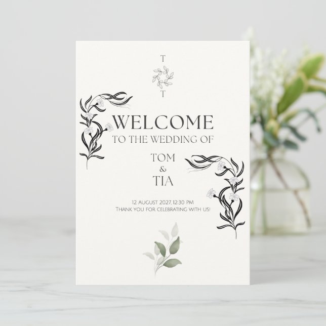 Invitación a la boda sencilla y elegante (Anverso de pie)