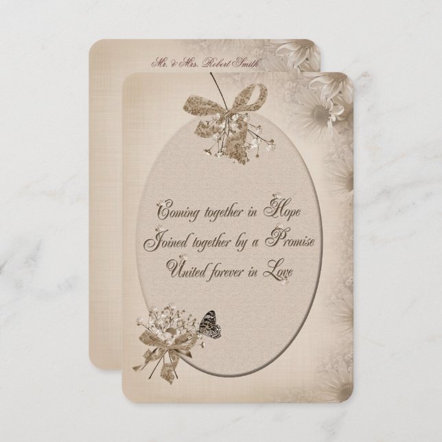 Invitación a la boda Sepia Daisy suave (Anverso / Reverso)