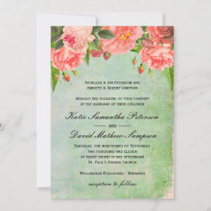 Invitación a la boda Shabby Chic Rosa