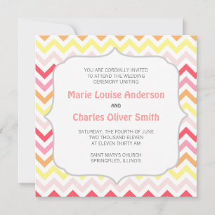 Invitación a la boda Sherbert Chevron Zigzag
