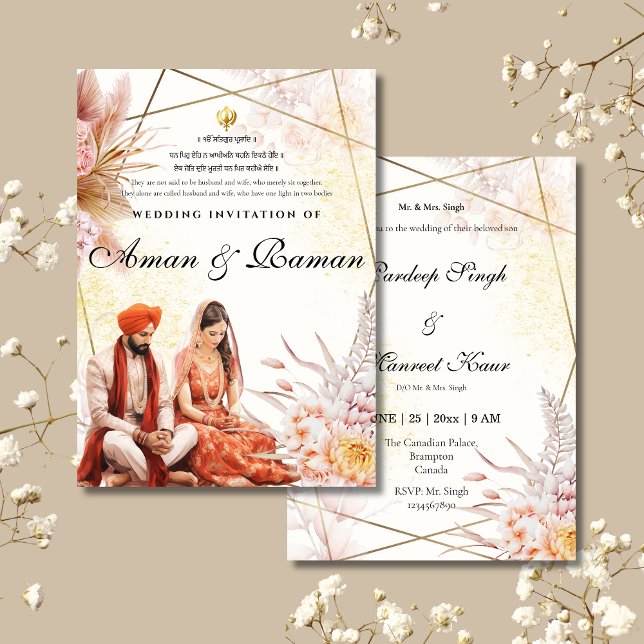 Invitación a la boda sij Tarjeta boda sij Punjabi (Subido por el creador)