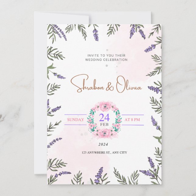 Invitación a la boda simple (Anverso)