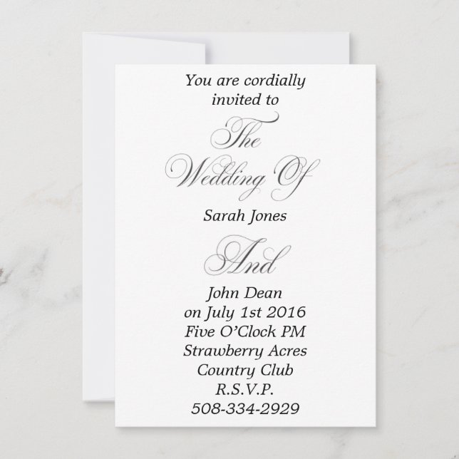 Invitación a la boda simple (Anverso)