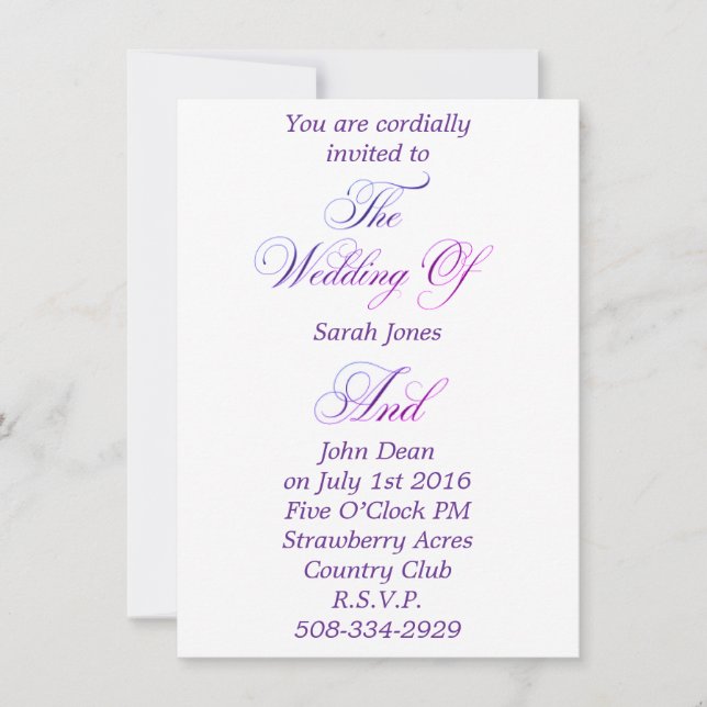 Invitación a la boda simple (Anverso)