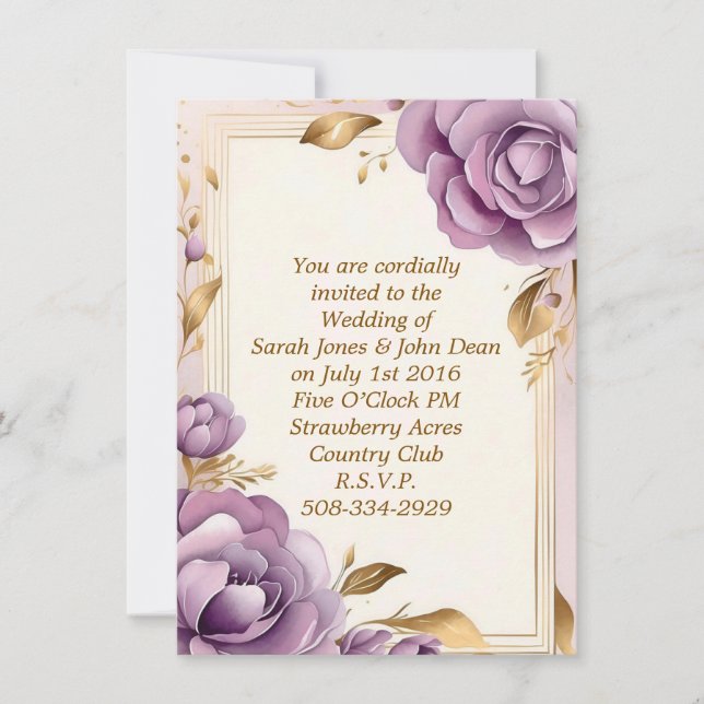 Invitación a la boda simple (Anverso)