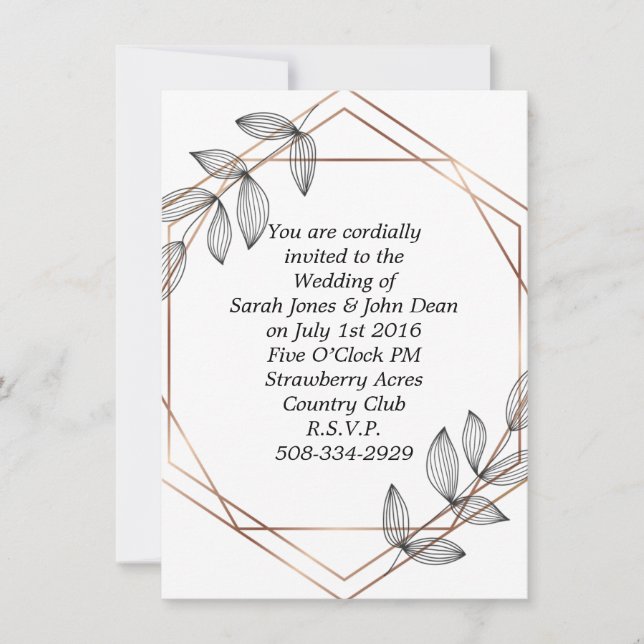 Invitación a la boda simple (Anverso)